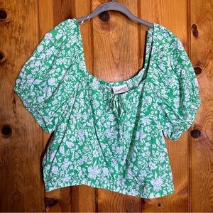 Universal Thread Floral Puff Sleeve Crop Top